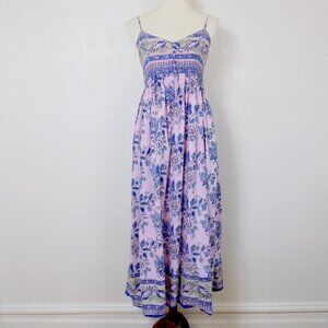 Vintage Blue and Pink Floral Maxi Dress